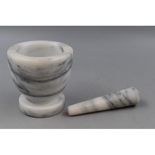 129 - Marble Mortar and Pestle Set approx 4