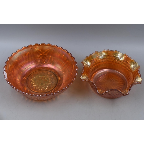 135 - Seven Pieces of Carnival Glass, Includes Bowls, Ashtray And Dessert Bowls