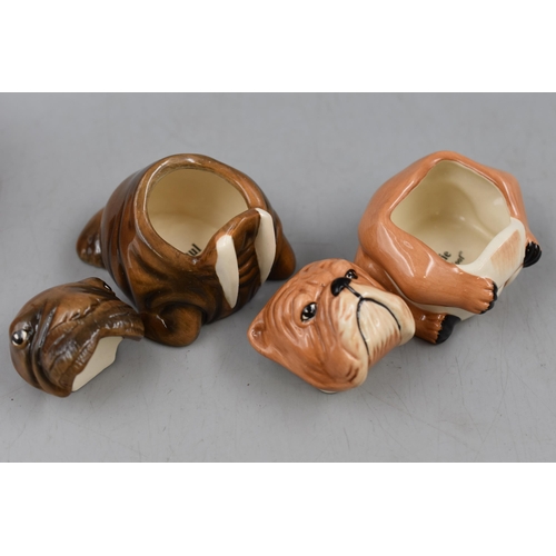 142 - A Pair of Boxed Kevin Francis Face Pots, Includes Bertie Bulldog And Walrus.