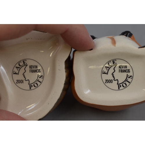 142 - A Pair of Boxed Kevin Francis Face Pots, Includes Bertie Bulldog And Walrus.