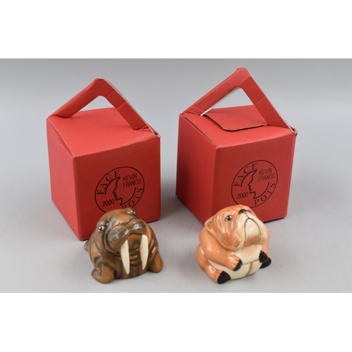 142 - A Pair of Boxed Kevin Francis Face Pots, Includes Bertie Bulldog And Walrus.