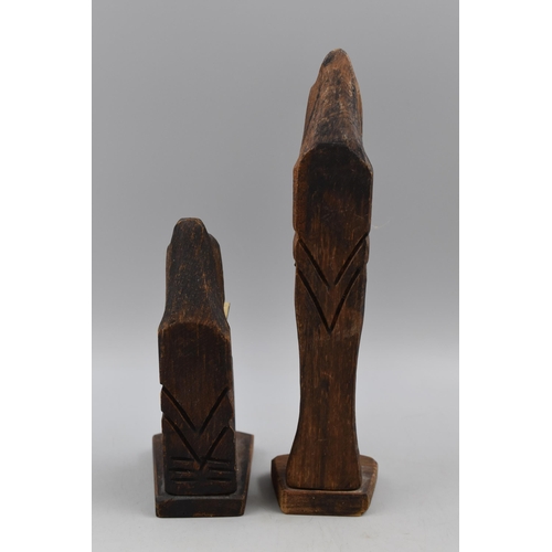 152 - A Pair of Handcarved Wooden Monk Bookends (11