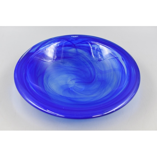 154 - Kosta Boda Atoll Blue Glass Dish by Anna Ehrner in Original Box 12