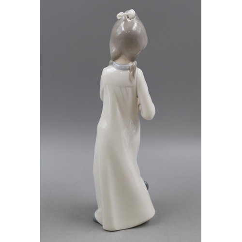 159 - Two Nao by Lladro porcelain Figures (1285 Boy with Puppy Dog & Nightgown with Dog) Tallest is 11... 