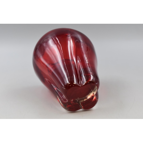 168 - Whitefriars 1950's Large Ruby Red Glass Vase Molar Tooth , height 15cm