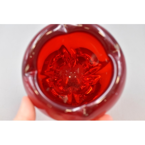 168 - Whitefriars 1950's Large Ruby Red Glass Vase Molar Tooth , height 15cm