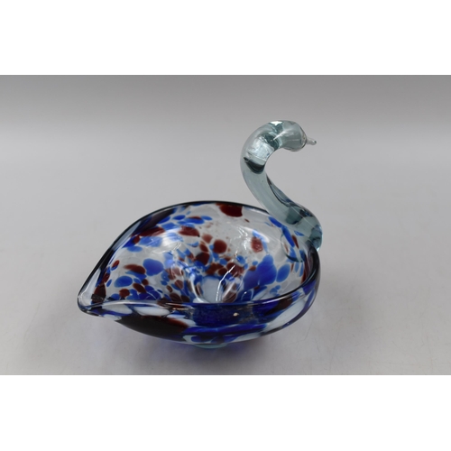 171 - Murano speckled glass swan dish (6