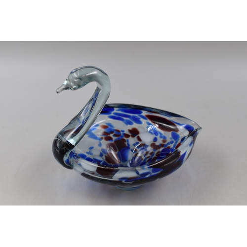 171 - Murano speckled glass swan dish (6