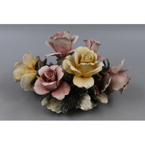 180 - A Selection of Four Ceramic Flower Ornaments. Includes Capodimonte, Royal Worcester and Portuguese (... 