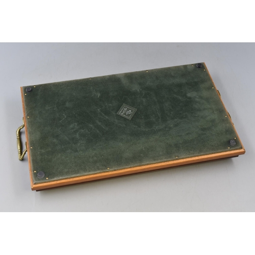 189 - Two Tile Serving Tray With Two Brass Handles and Wooden Frame (17