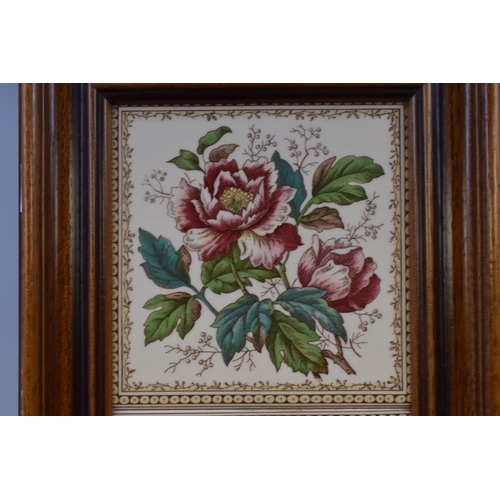 189 - Two Tile Serving Tray With Two Brass Handles and Wooden Frame (17