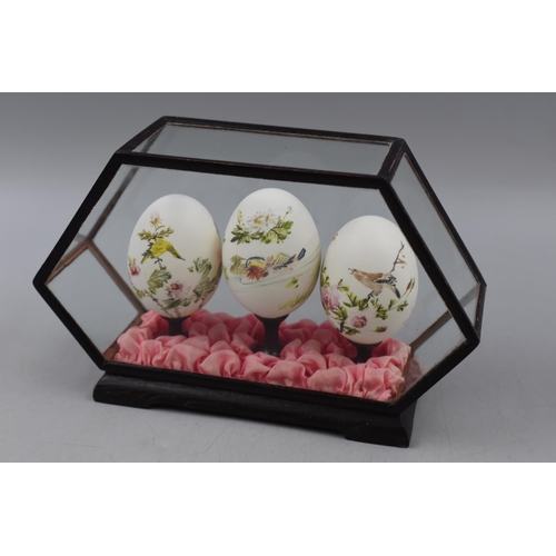 194 - Selection of 7 Cases containing Hand painted eggs in Various Designs