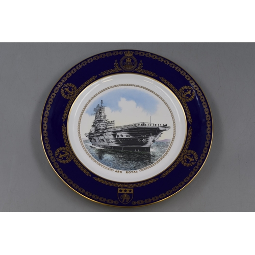 198 - Collectable Boxed Spode Bone China Plate Depicting HMS Ark Royal, Plate Number 167 approx 10