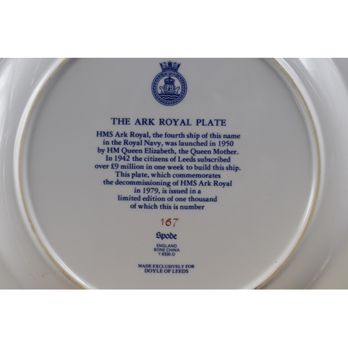 198 - Collectable Boxed Spode Bone China Plate Depicting HMS Ark Royal, Plate Number 167 approx 10