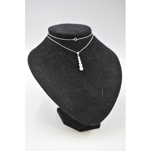 15 - Silver 925 Necklace with Silver Five Stone Drop Pendant