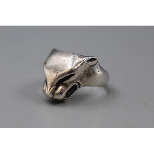 20 - Chunky Sterling Silver Panther Ring. Size V-W