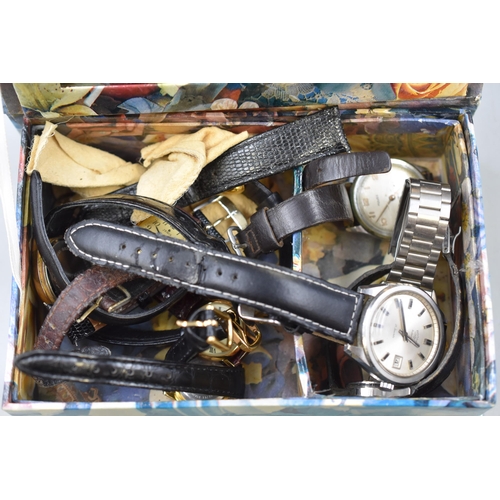 52 - A Box of Assorted Watches, Includes Automatic 21 Jewels Rotary Watch, Sekonda and More.