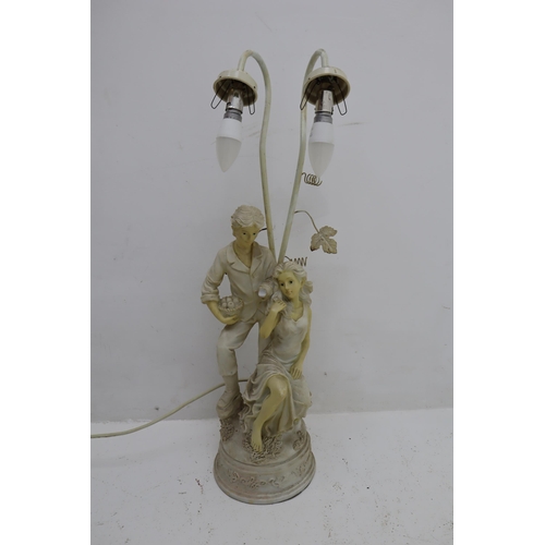 86 - A Pair of Classical Themed Resin Lamps, Both Power on When Tested. Tallest Approx 28.5