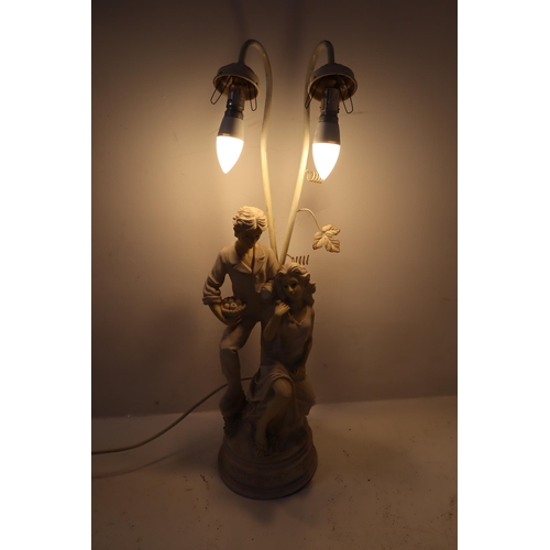 86 - A Pair of Classical Themed Resin Lamps, Both Power on When Tested. Tallest Approx 28.5