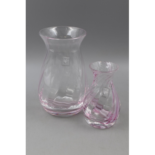 90 - Caithness Pink Swirl Flamenco Hand Made Crystal Glass Vase's, Largest approx 6