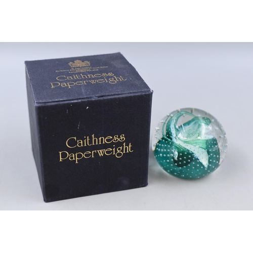 128 - Caithness Cauldrin Emerald Paperwieght Complete with Box