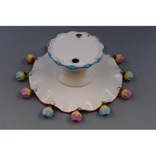 156 - Retro Ceramic Cake Stand with Hanging Ceramic Cupcakes approx 5