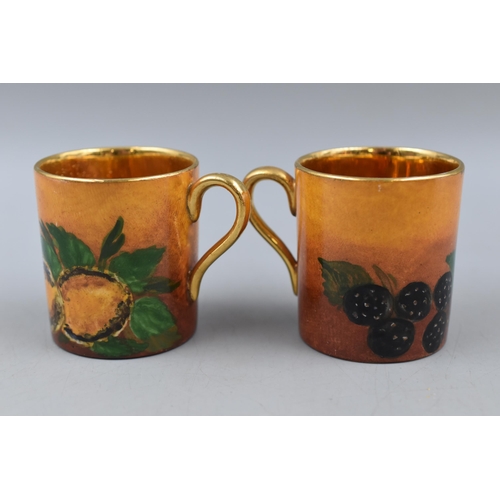 163 - Collection of Bohemia Style Decorative Glass and Two Minature Hand Painted Espresso Cups