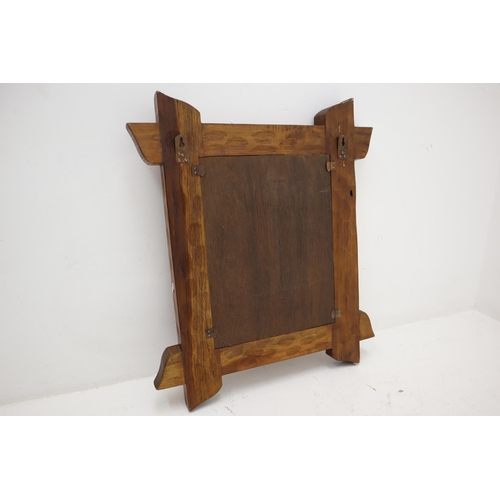 177 - Hand Carved Solid Oak Decorative Tudor Style Mirror approx 27