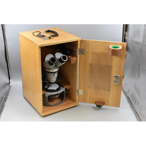 185 - Nikon 6669 Microscope in Wooden Case (Case approx. 44cm High)