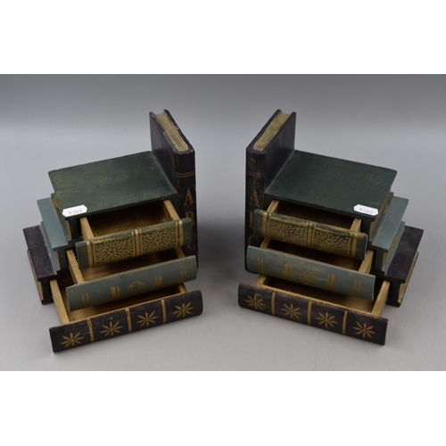 194 - Pair of Book Themed Secret Drawer Bookends, approx. 7” High