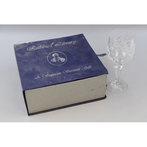 200 - A Boxed Pair of Rabbie's Library Dram Crystal Wine Glasses, Engraved 'Air Charter'.