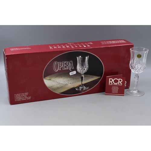 201 - A Boxed Set of Six RCR Crystal 'Opera' Wine Goblets.