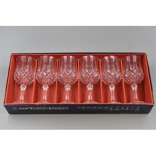 202 - Set of 6 Cristal d'arques Longchamp Wine Glasses in Original Box