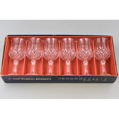 203 - Set of 6 Cristal d'arques Longchamp Wine Glasses in Original Box