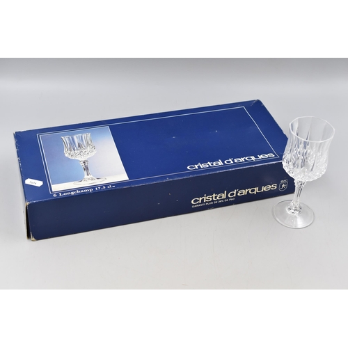 203 - Set of 6 Cristal d'arques Longchamp Wine Glasses in Original Box