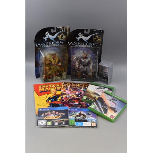 391 - A Mixed Selection To Include Two Boxed Warriors of Virtue Figures (Yee and Lai), Four Video Games Fo... 