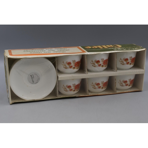 209 - Set of retro arcopal Calice Cups and Saucers in original Box Sealed