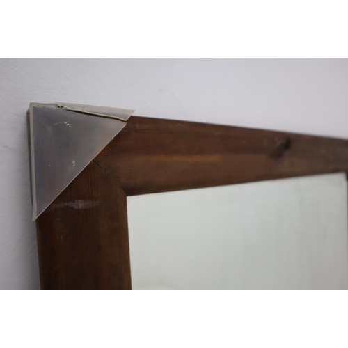 215 - Wood Framed Beveled Edged Mirror Approx. 90cm x 64cm