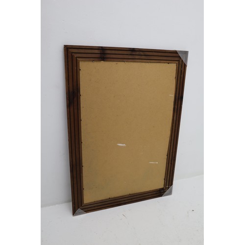 215 - Wood Framed Beveled Edged Mirror Approx. 90cm x 64cm