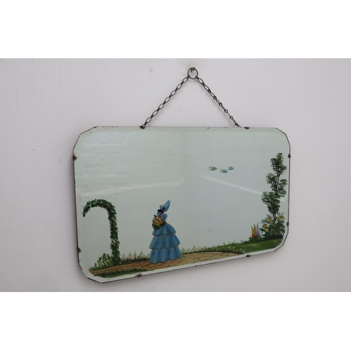 220 - Art deco Crinoline Lady Hand painted Wall Mirror, Approx 15