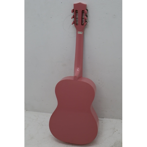 417 - Pink Ready Ace Three Quarter Size Six String Acoustic guitar with Guitar Bag (one string missing)