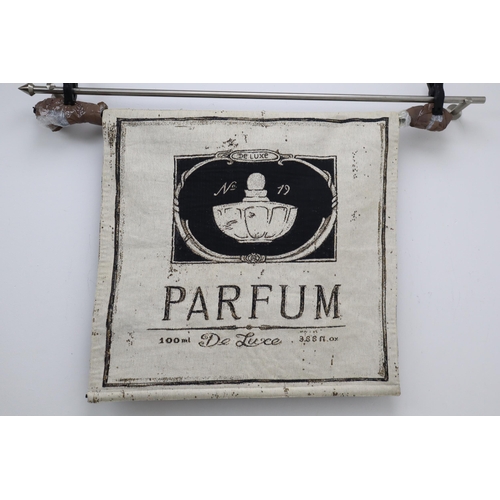 237 - Wall Hanging Tapestry for De Luxe No 19 Parfum (Possibly Relating to Chanel) complete with wall brac... 