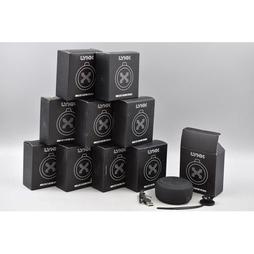 240 - Ten new Lynx Wireless Bluetooth Floating Speakers in boxes