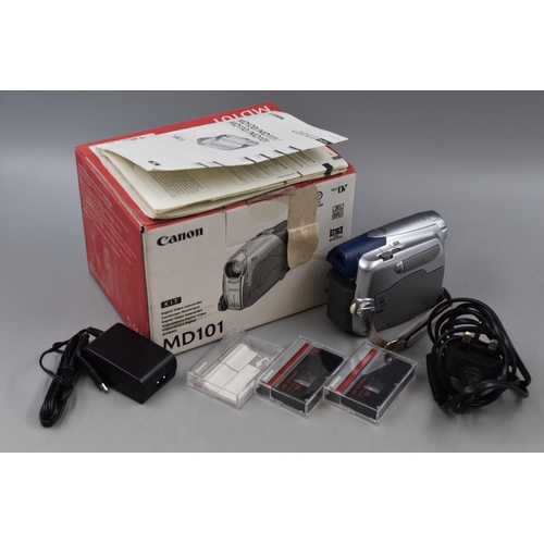 246 - Boxed Canon MD101 Digital Video Recorder complete with Leads, Tapes, charger and instructions untest... 