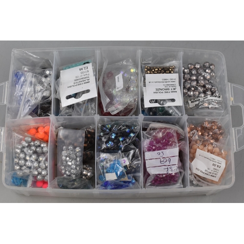 266 - LARGE Collection of Pre-Drilled Crafting Beads in a Three Tier Sectional Storage Case