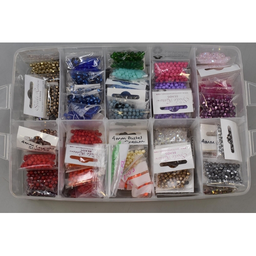 266 - LARGE Collection of Pre-Drilled Crafting Beads in a Three Tier Sectional Storage Case