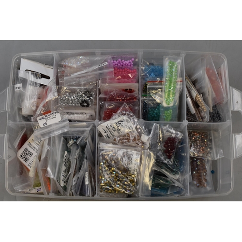 266 - LARGE Collection of Pre-Drilled Crafting Beads in a Three Tier Sectional Storage Case