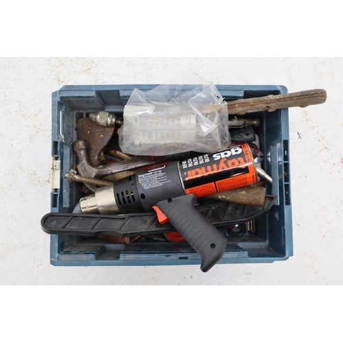 457 - Mixed selection of Hand tools including Stanley Drill, G Clamp, Tymar Heat Gun and More