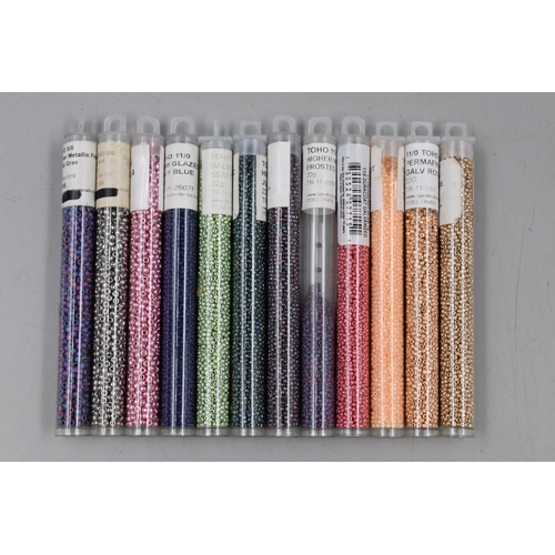 285 - Jewellery/Craft Makers Storage Stand with 60 Separate Storage Tubes Filled with Pre-Drilled Beads .