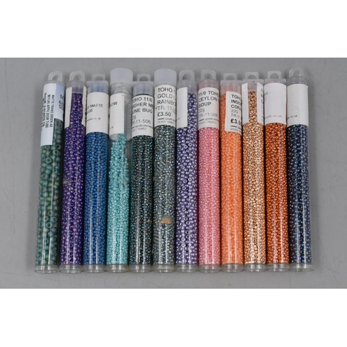 285 - Jewellery/Craft Makers Storage Stand with 60 Separate Storage Tubes Filled with Pre-Drilled Beads .